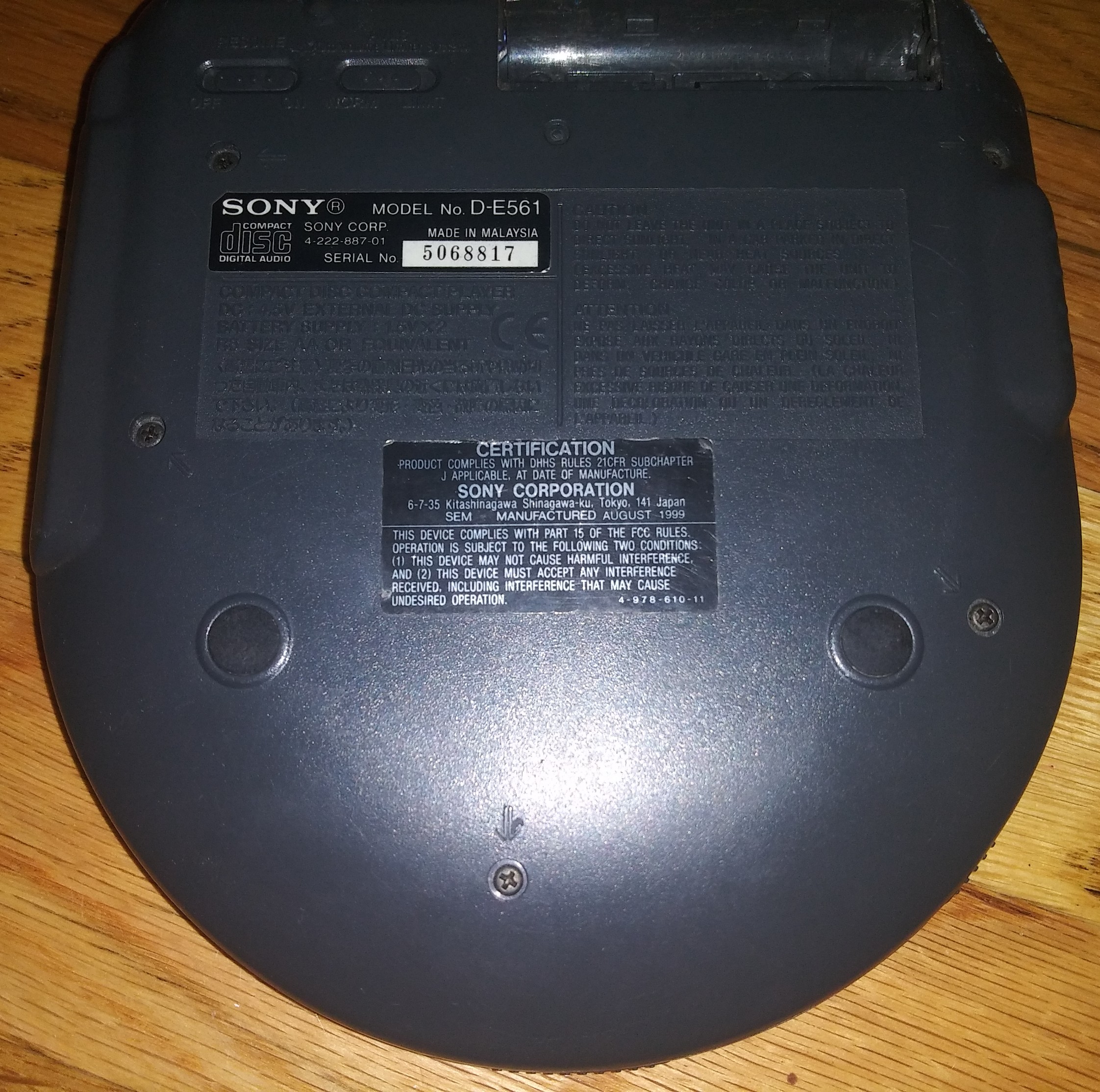 Sony Discman certification